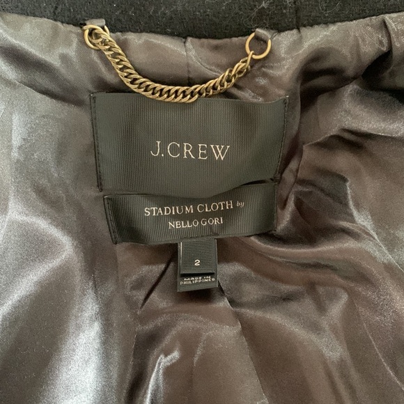 J. Crew Chateau Parka Stadium Cloth Nello Gori Coat Women’s Black Wool Size 2 - Picture 9 of 14